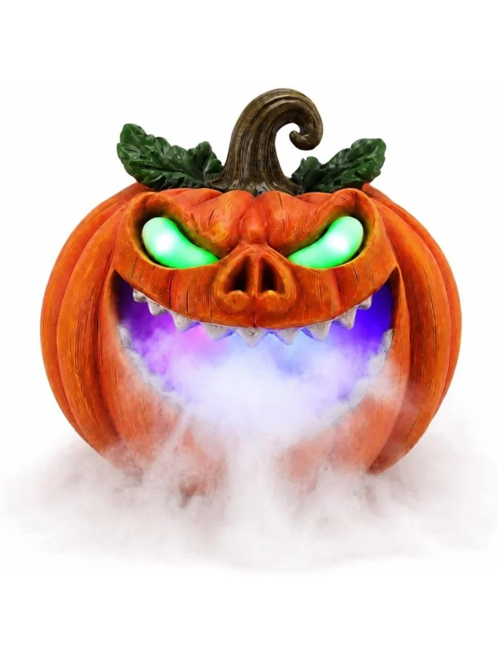 Spooky Halloween Pumpkin Fog Machine - Glowing Green Eyes Tabletop Decor for